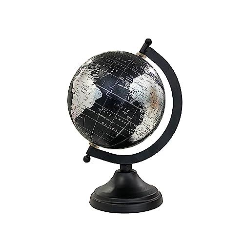 Rely+ 5" World Globe With Sturdy Metal Stand (NOT PLASTIC!) - Desktop Globe For Home Desk Table Office Decor - Book Shelf Decor Globe - 5 Inch - Metallic Black - Better Savings Group