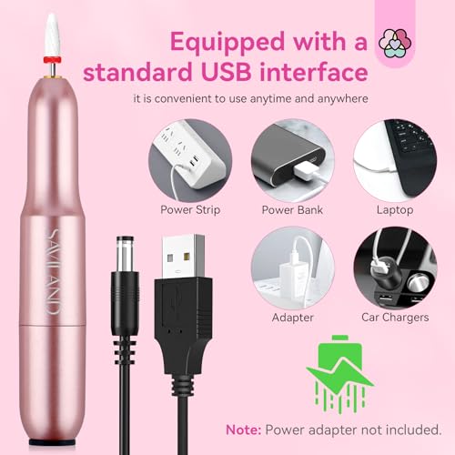 Saviland Electric Nail Drill - Electric Nail File Efile Nail Drill Professional Manicure with 6PCS Nail Drill Bits & 51Pcs Sanding Bands