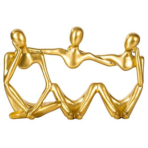 BMLCGJ Thinker Statue Gold Decor Abstract Art Sculpture, Golden Resin Collectible Figurines for Home Living Room Office Shelf Decoration,Great Gift Ideas (Conjoined Body-Gold) - Better Savings Group