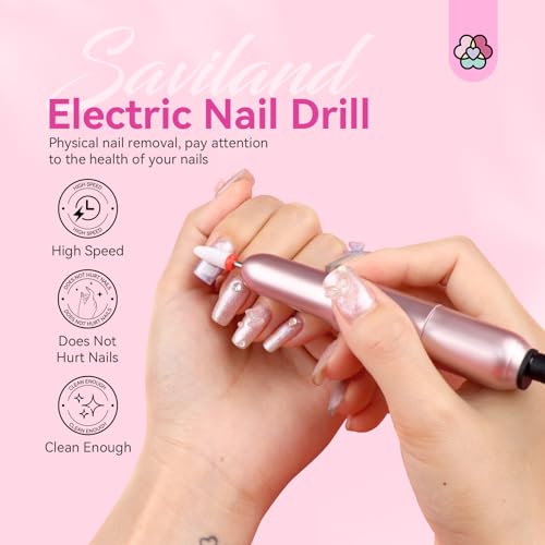 Saviland Electric Nail Drill - Electric Nail File Efile Nail Drill Professional Manicure with 6PCS Nail Drill Bits & 51Pcs Sanding Bands