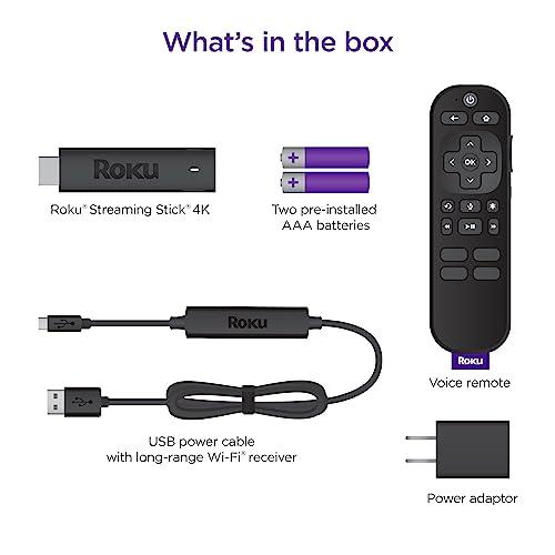 Roku Streaming Stick 4K | Portable Roku Streaming Device 4K/HDR/Dolby Vision, Roku Voice Remote, Free & Live TV - GEAR4EVER