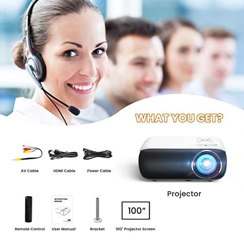 HAPPRUN Projector, Native 1080P Bluetooth Projector with 100''Screen, 9500L Portable Outdoor Movie Projector Compatible with Smartphone, HDMI,USB,AV,Fire Stick, PS5 - GEAR4EVER