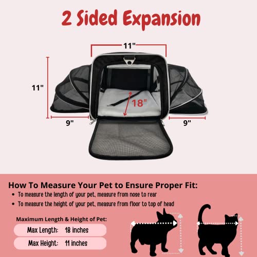 RUFF LIFE 101 Airline Approved Expandable Premium Pet Carrier on Wheels- Two Sided Rolling Carrier- Designed for Dogs & Cats- Extra Spacious Soft Lined Carrier! (Black) (RL-PET-CARRIER-WHEELS)