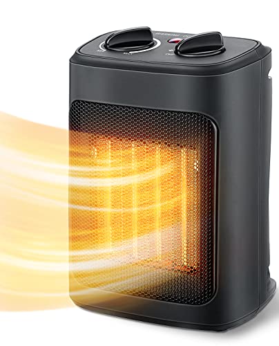 Space Heater, 1500W Electric Heaters Indoor Portable with Thermostat, PTC Fast Heating Ceramic Room Small Heater with Heating and Fan Modes for Bedroom, Office and Indoor Use