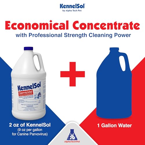 KennelSol 1-Step Kennel Cleaner - EPA Registered Liquid Concentrate Disinfectant and Deodorizer, Effective Against Bacteria and Viruses - 1 Gallon by Alpha Tech Pet