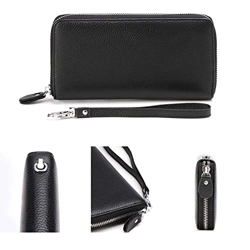 Moflycom Womens Wallet RFID Blocking Genuine Leather Zip Around Wallet Clutch Wristlet Travel Long Purse for Women Black