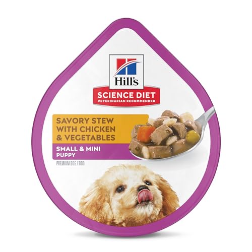 Hill's Science Diet Wet Dog Food, Puppy, Small Paws for Small Breeds, Savory Stew with Chicken & Vegetables Recipe, 3.5 oz Trays, 12-Pack