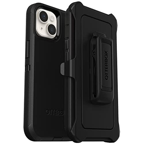 OtterBox iPhone 14 & iPhone 13 Defender Series Case - BLACK , rugged & durable, with port protection, includes holster clip kickstand - GEAR4EVER