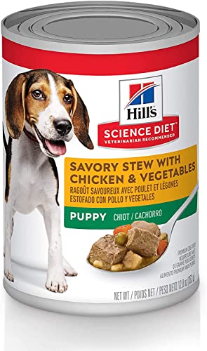 Hill's Science Diet Wet Dog Food, Puppy, Savory Stew with Chicken & Vegetables Recipe, 12.8 oz Cans, 12-Pack