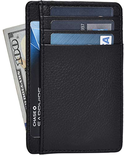 Black Front Pocket Leather Wallet | Unisex | Compact Wallet For Him And Her | RFID Protected | Multiple Card Slots | 1 ID Slot