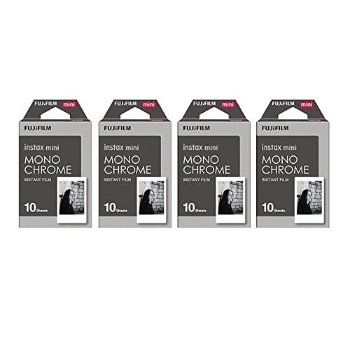 Fujifilm Instax Mini Instant Film Monochrome 4-Pack Bundle Set, Mono Chrome (10 x 4 = 40) # 337556 for Mini 90 8 70 7s 50s 25 300 Camera SP-1 Printer - GEAR4EVER