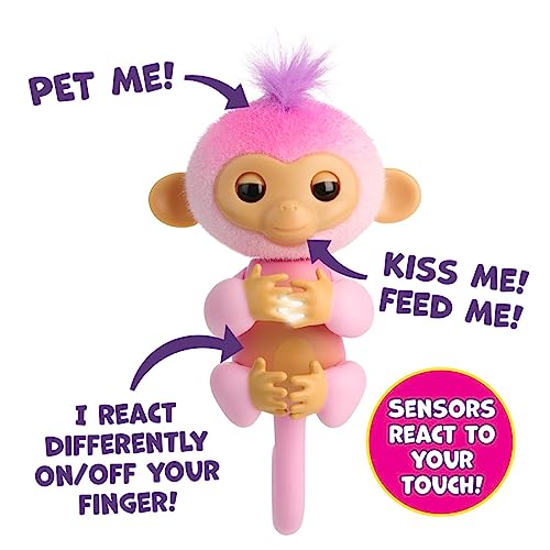 Fingerlings 2023 New Interactive Baby Monkey Reacts to Touch – 70+ Sounds & Reactions – Harmony (Pink)