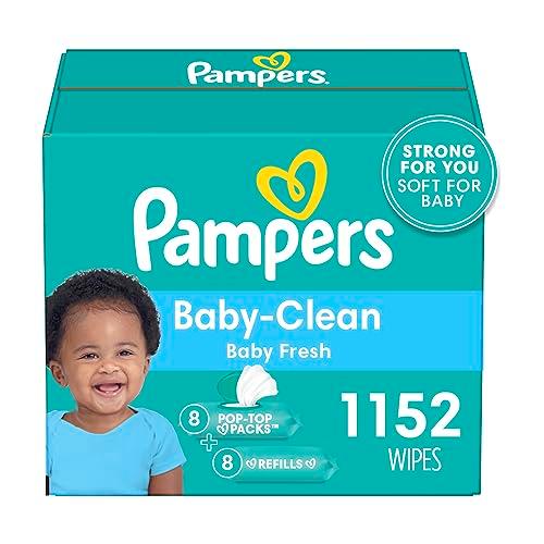 Pampers Baby Wipes, Baby Fresh Scented Baby Diaper Wipes, 8X Pop-Top Packs and 8 Refill Packs for Dispenser Tub, 72 Count (Pack of 16), 1152 Total Wipes (Packaging May Vary) - Better Savings Group