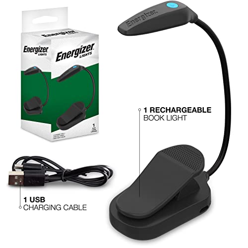 ENERGIZER Rechargeable LED Book Light FLEX, 3 Modes, Warm Light Clip On Reading Light with Flexible Neck for Reading in Bed (USB Included)