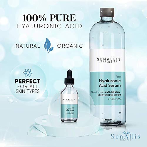 Hyaluronic Acid Serum 16 fl oz And 2 fl oz, Made From Pure Anti Aging/Wrinkle, Ultra Hydrating Moisturizer That Reduces Dry Skin Manufactured In USA - Better Savings Group