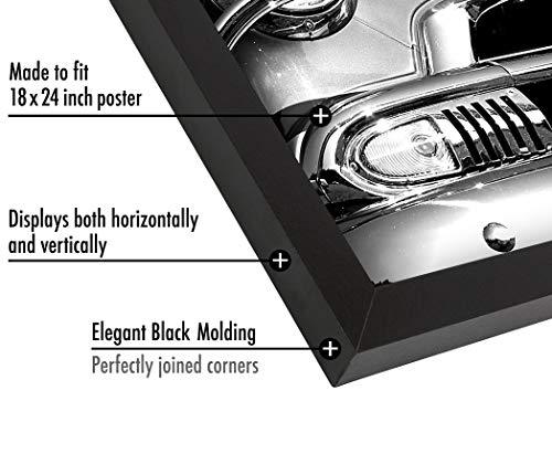 18x24 Poster Frame in Black - Composite Wood with Polished Plexiglass - Horizontal and Vertical Formats for Wall with Included Hanging Hardware - Better Savings Group