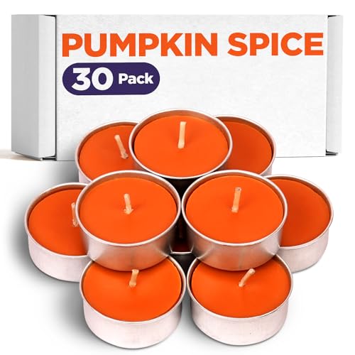 Pumpkin Spice Scented Tealight Candles - Fall Candles Scented Tea Lights Candles - Colored Tea Lights Candles Scented - Tea Candles for Holiday, Wedding, Party and Home Decoration