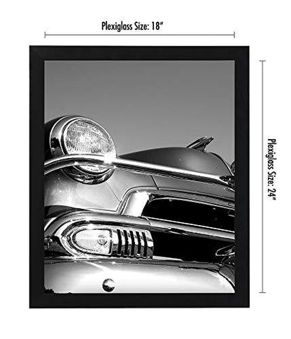 18x24 Poster Frame in Black - Composite Wood with Polished Plexiglass - Horizontal and Vertical Formats for Wall with Included Hanging Hardware - Better Savings Group