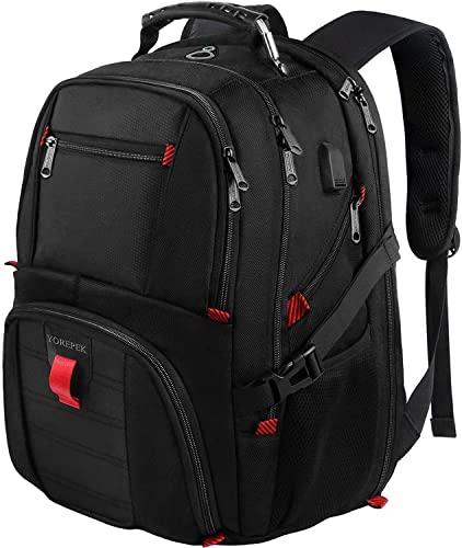 YOREPEK Travel Backpack, 50L Extra Large Laptop Backpacks for Men Women, Water Resistant College Backpack Airline Approved Business Work Bag with USB Charging Port Fits 17 Inch Computer, Black - GEAR4EVER