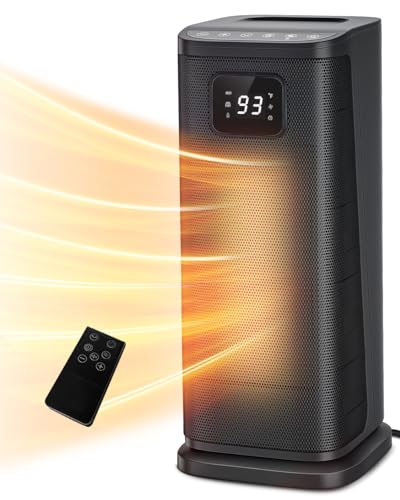 KopBeau Space Heater for Indoor Use, 1500W Electric Portable Tower Heater w/Thermostat & Timer, Oscillating Ceramic Room Heater with 4 Modes, LED Display, Safe for Office, Home, Bedroom, 2023 Upgraded