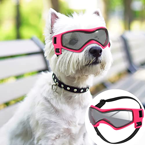 QUMY Dog Goggles UV Protection for Small to Medium Breed Dog, Dog Sunglasses Windproof Anti-Fog Dustproof Snowproof, Puppy Glasses for Outdoor Riding Driving with Comfortable Frame Adjustable Straps