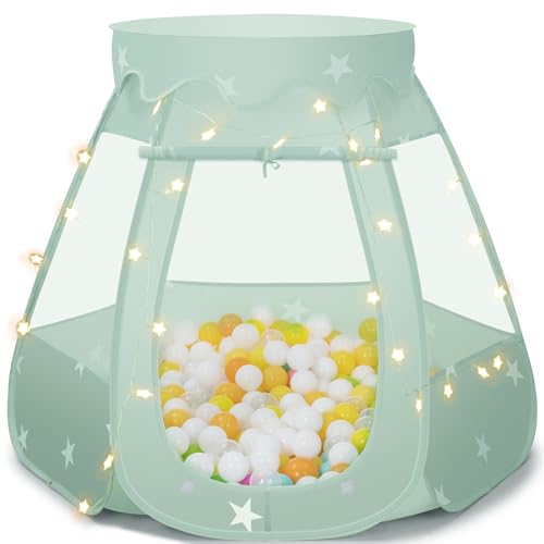 Pop Up Princess Tent with Star Lights, Toys for 1 2 3 Year Old Girl Birthday Gifts, Baby Ball Pits for Toddlers 1-3, Kids Play Tent for 12-18 Month Baby Girl Toys, One Year Old Girl Toys Tent for Kids