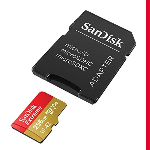 SanDisk 256GB Extreme microSDXC UHS-I Memory Card with Adapter - Up to 190MB/s, C10, U3, V30, 4K, 5K, A2, Micro SD Card - SDSQXAV-256G-GN6MA - GEAR4EVER