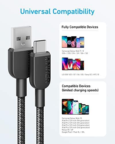 Anker USB C Charger Cable [2 Pack, 6ft], 310 USB A to Type C Charger Cable Fast Charge, Nylon USB A to USB C Cable Fast Charging for Samsung Galaxy Note 10 Note 9/S10+ S10, LG V30 (USB 2.0, Black) - GEAR4EVER