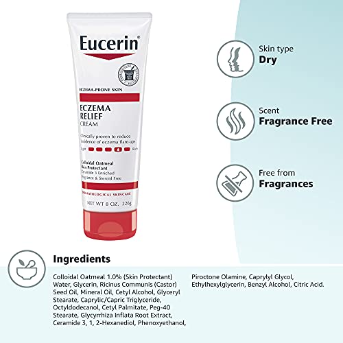 Eucerin Eczema Relief Cream, Full Body Lotion for Eczema-Prone Skin, Moisturizing Eczema Cream, Body Moisturizer, 8 oz. Tube