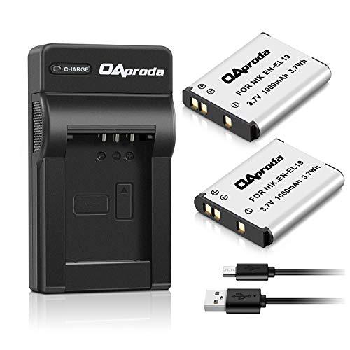 OAproda 2 Pack EN-EL19 Battery and Rapid USB Charger for Nikon Coolpix S32, S33, S100, S2800, S3100, S3200, S3300, S3500, S3600, S3700, S4100, S4200, S4300, S5200, S5300, S6500, S6800, S7000 Camera… - GEAR4EVER