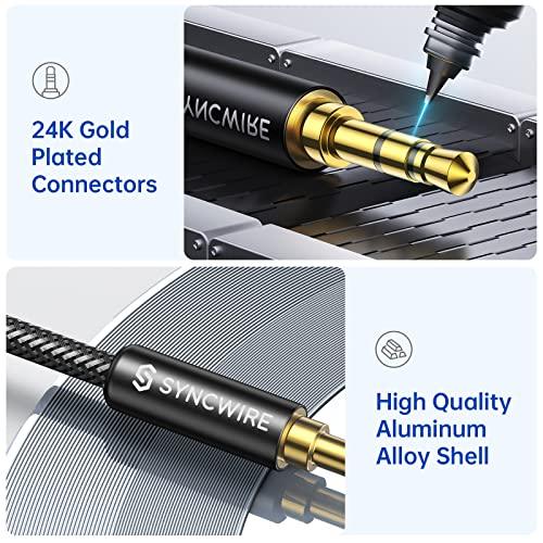 Syncwire 3.5mm Nylon Braided Aux Cable (3.3ft/1m,Hi-Fi Sound), Audio Auxiliary Input Adapter Male to Male AUX Cord for Headphones, Car, Home Stereos, Speaker, iPhone, iPad, iPod, Echo & More – Black - GEAR4EVER