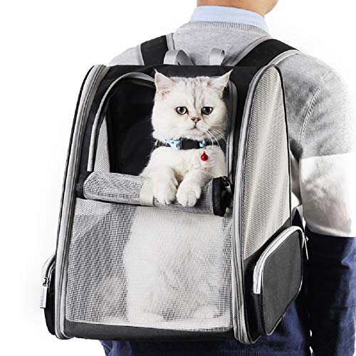 Texsens Innovative Traveler Bubble Backpack Pet Carriers for Cats and Dogs (Black)