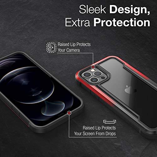 RAPTIC Shield Case Compatible with iPhone 12 Case & iPhone 12 Pro Case, Shock Absorbing Protection, Durable Aluminum Frame, 10ft Drop Tested, Fits iPhone 12 & 12 Pro, Black & Red - GEAR4EVER