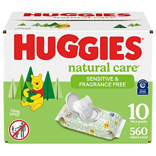 Huggies Natural Care Sensitive Baby Wipes, Unscented, Hypoallergenic, 99% Purified Water, 10 Flip-Top Packs (560 Wipes Total) - Better Savings Group