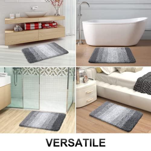 Luxury Bathroom Rug Mat 24x16, Extra Soft and Absorbent Microfiber Bath Rugs, Non-Slip Plush Shaggy Bath Carpet, Machine Wash Dry, Bath Mats for Bathroom Floor, Tub and Shower, Grey - Better Savings Group