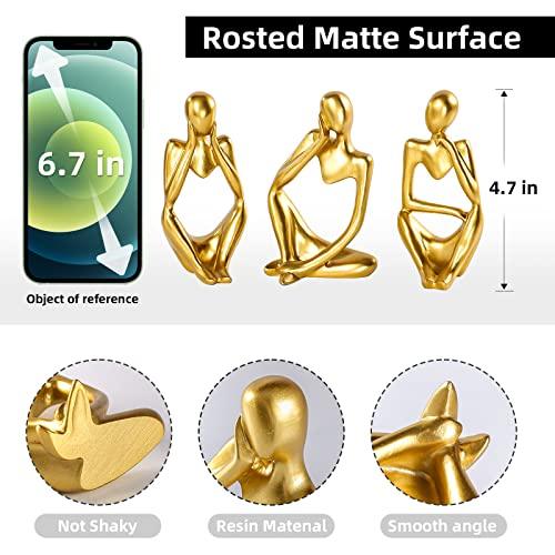 BMLCGJ Thinker Statue Gold Decor Abstract Art Sculpture, Golden Resin Collectible Figurines for Home Living Room Office Shelf Decoration,Great Gift Ideas (Gold) - Better Savings Group