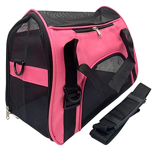 TIYOLAT Pet Carrier Bag, Airline Approved Duffle Bags, Pet Travel Portable Bag Home for Little Dogs, Cats and Puppies, Small Animals (Small, Pink)