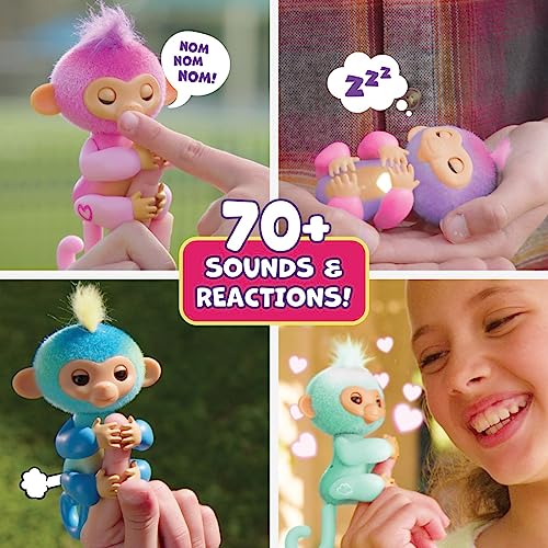 Fingerlings 2023 New Interactive Baby Monkey Reacts to Touch – 70+ Sounds & Reactions – Harmony (Pink)