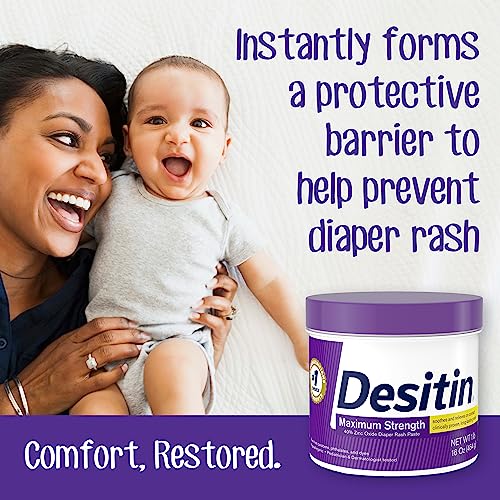 Desitin Maximum Strength Baby Diaper Rash Cream with 40% Zinc Oxide for Treatment, Relief & Prevention, Hypoallergenic, Phthalate- & Paraben-Free Paste, 16 oz