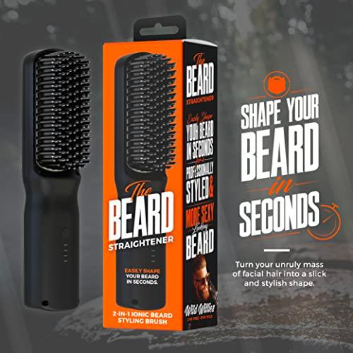 Beard Straightener for Men Brush by Wild Willies - 2-in-1 Heated Beard Brush, 3 Temperature Settings for Beard - Anti-Scalding & Ionic Technology Eliminates Frizz - Beard Straightening Comb - Better Savings Group