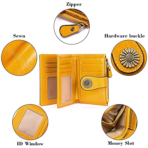 SENDEFN Small Womens Wallet Leather Bifold Card Holder RFID Blocking with Zipper Coin Pocket