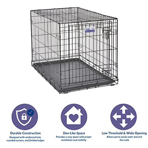 MidWest Homes for Pets Newly Enhanced Single Door iCrate Dog Crate, Includes Leak-Proof Pan, Floor Protecting Feet , Divider Panel & New Patented Features