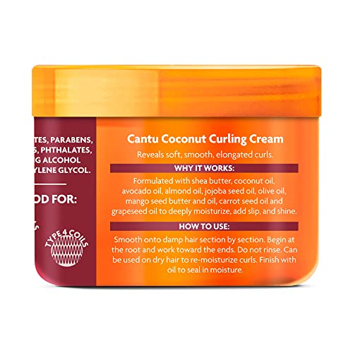 Cantu Coconut Curling Cream with Shea Butter for Natural Hair, 12 oz (Packaging May Vary)