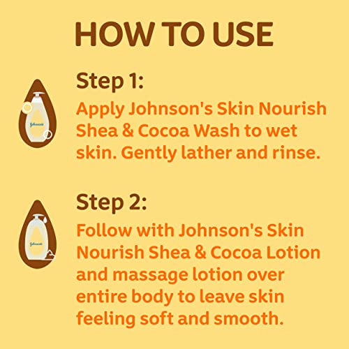 Johnson's Baby Skin Nourish Moisturizing Baby Lotion for Dry Skin with Shea & Cocoa Butter Scents, Gentle & Lightweight Body Lotion for The Whole Family, Hypoallergenic, Dye-Free, 16.9 fl. oz