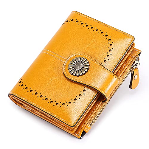 SENDEFN Small Womens Wallet Leather Bifold Card Holder RFID Blocking with Zipper Coin Pocket