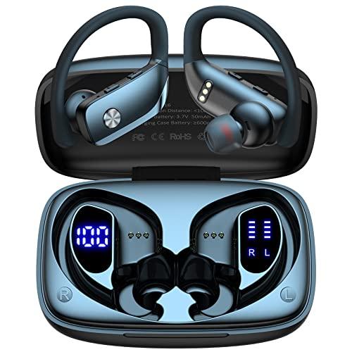 Wireless Earbuds Bluetooth Headphones 48hrs Play Back Sport Earphones with LED Display Over-Ear Buds with Earhooks Built-in Mic Headset for Workout Black BMANI-VEAT00L - GEAR4EVER