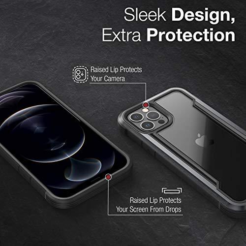 RAPTIC Shield Case Compatible with iPhone 12 Case & iPhone 12 Pro Case, Shock Absorbing Protection, Durable Aluminum Frame, 10ft Drop Tested, Fits iPhone 12 & 12 Pro, Black - GEAR4EVER