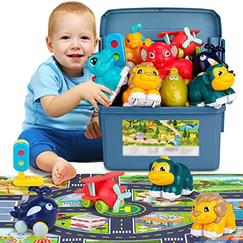 ALASOU 9 Sets Animal Car Toys with Playmat/Storage Box|Baby Toys 12-18 Months|Toys for 1 2 3 Year Old Boy|1st Birthday Gifts for Infant Toddlers - Better Savings Group