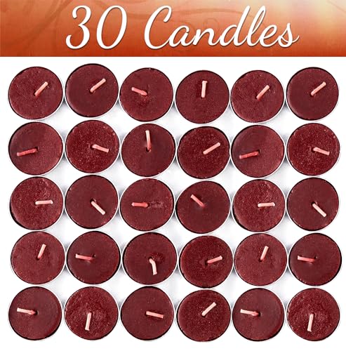 Home Smart Apple Cinnamon Scented Tealight Candles Pack of 30 Small Candles - 30 Scented Tea Lights Candles for Parties - Bulk Scented Candles - Includes Ballard Products Air Freshener