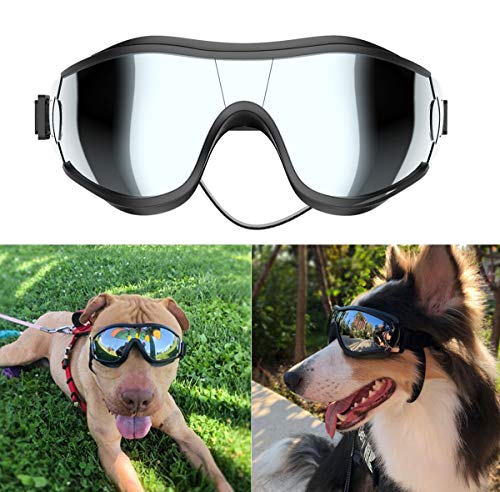 NVTED Dog Sunglasses/Goggles, UV/Wind/Dust/Fog Protection Pet Glasses Eye Wear with Adjustable Strap for Medium or Large Dog (Pack of 1)